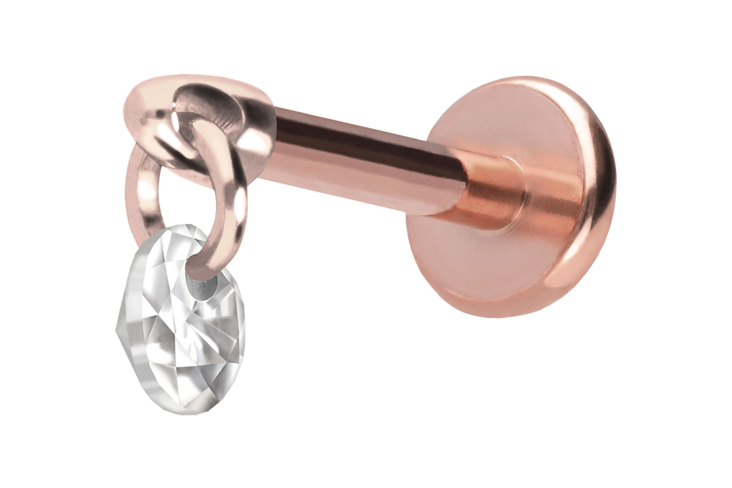 Titan Labret Piercing mit Push Fit RUNDER KRISTALL